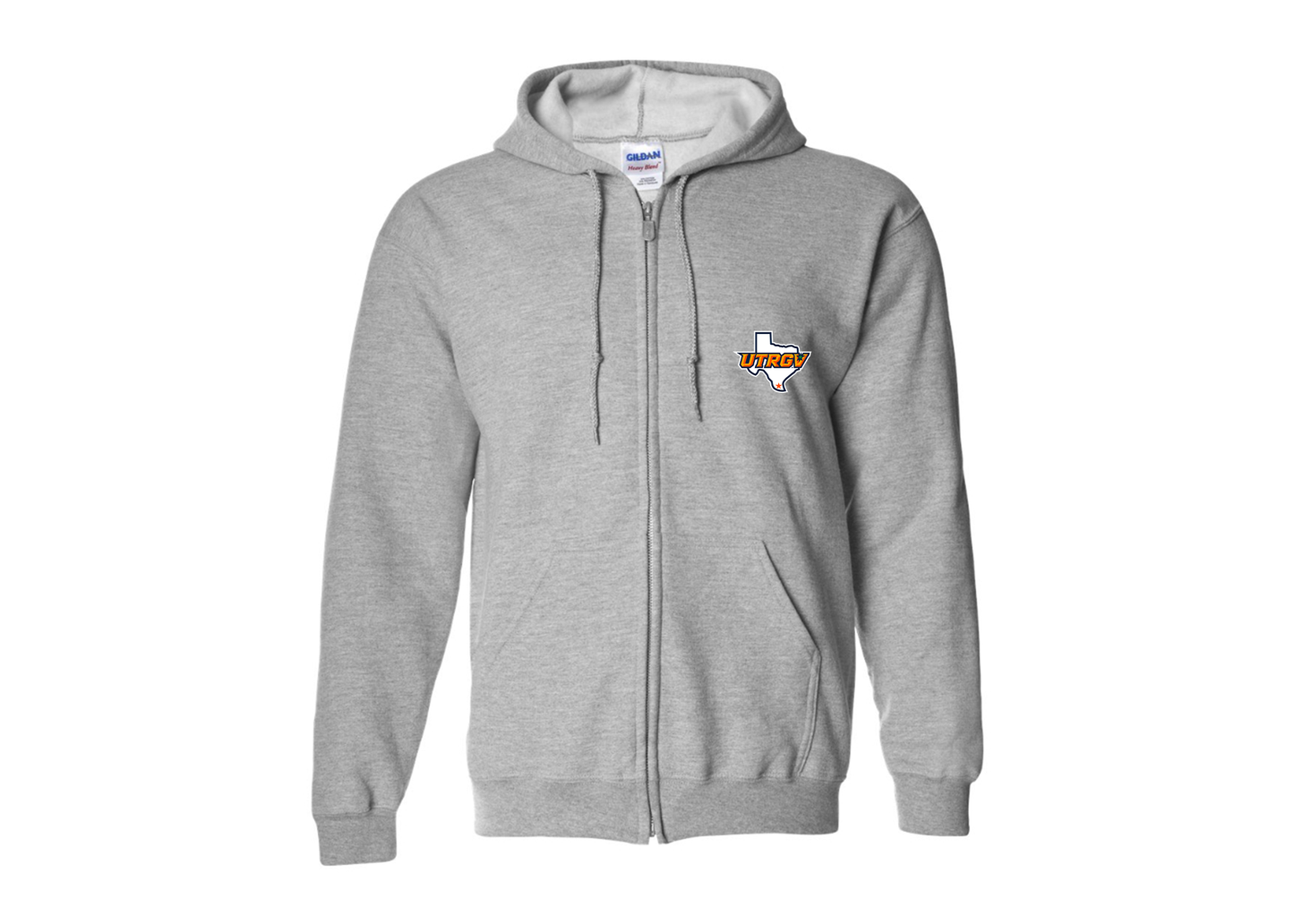 Men's UTRGV Vaqueros Gildan  Heavy Blend Full Zip Hooded Sweatshirt