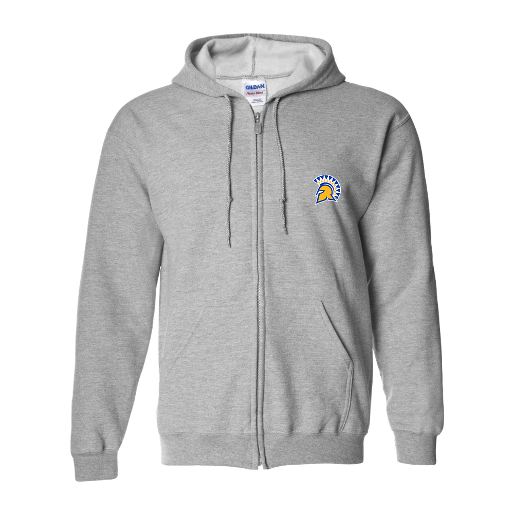 Men's San Jose State Spartans Logo Gildan  Heavy Blend Full Zip Hooded Sweatshirt