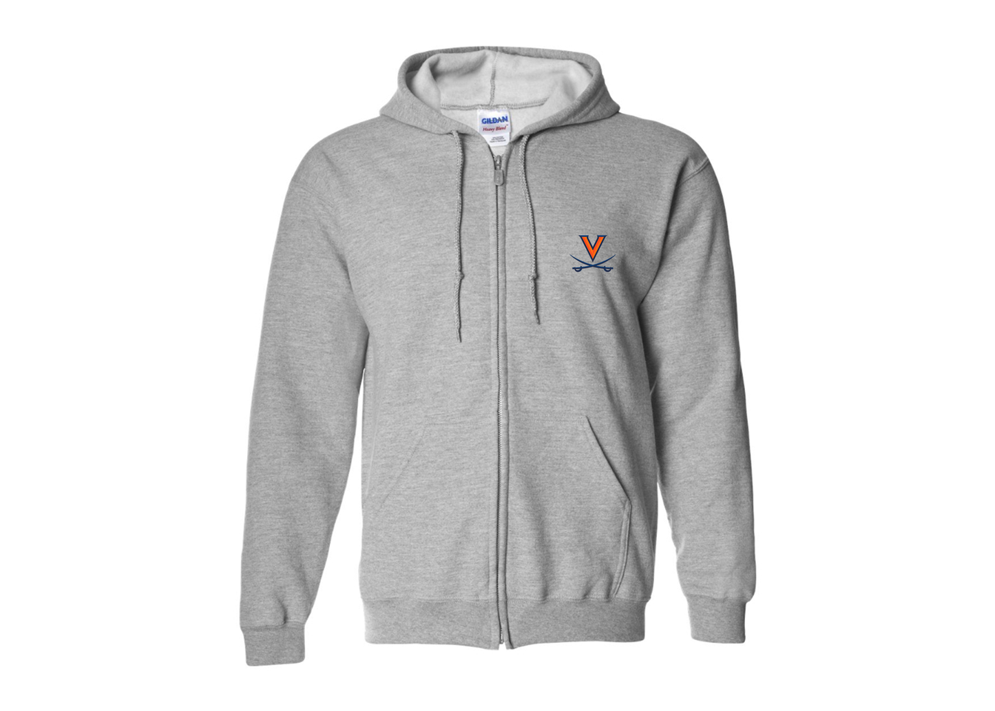 Men's Virginia Cavaliers Gildan  Heavy Blend Full Zip Hooded Sweatshirt
