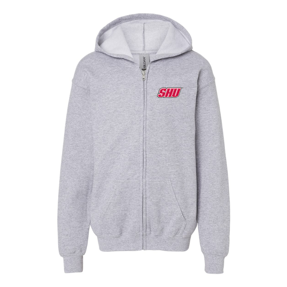 Gildan Heavy Blend Youth Sacred Heart Pioneers Logo Full Zip Hooded Sweatshirt