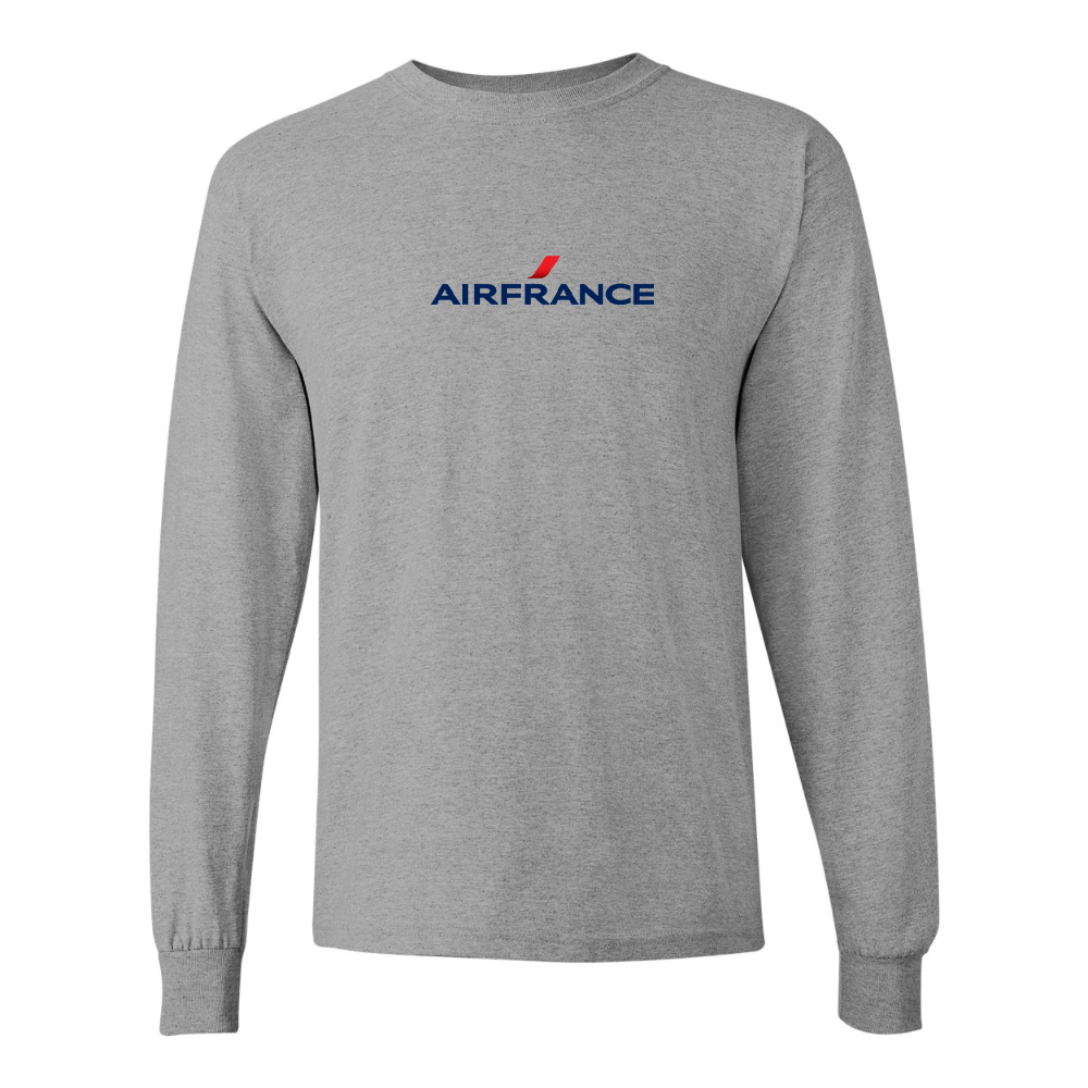 Men's Air France Logo Gildan Heavy Cotton Long Sleeve T-Shirt