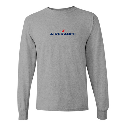 Men's Air France Logo Gildan Heavy Cotton Long Sleeve T-Shirt