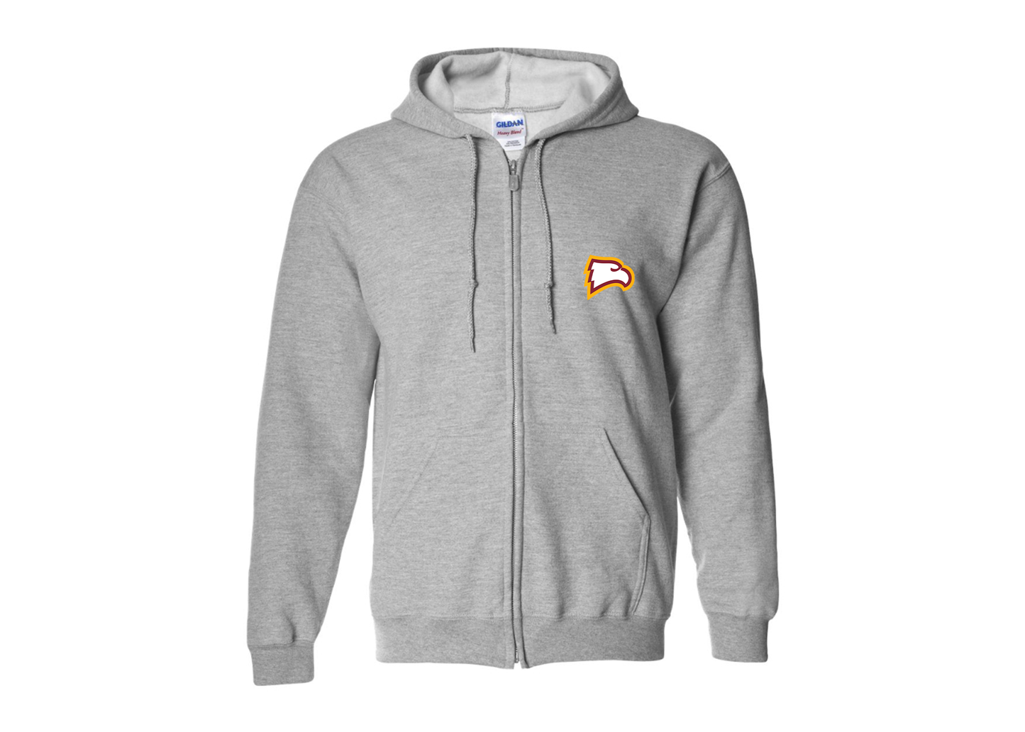 Men's Winthrop Eagles Gildan  Heavy Blend Full Zip Hooded Sweatshirt