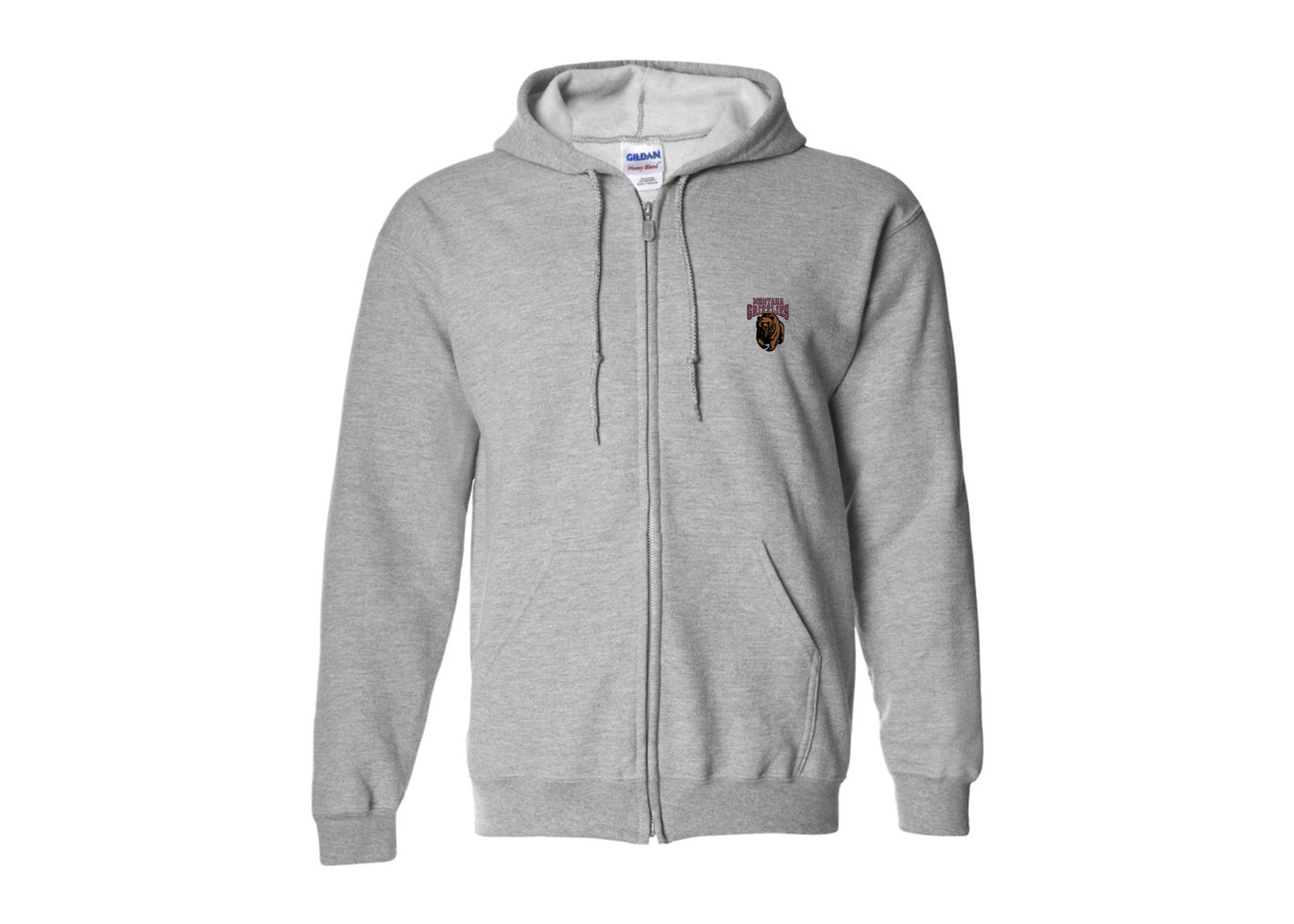 Men's Montana Grizzliesl Gildan  Heavy Blend Full Zip Hooded Sweatshirt