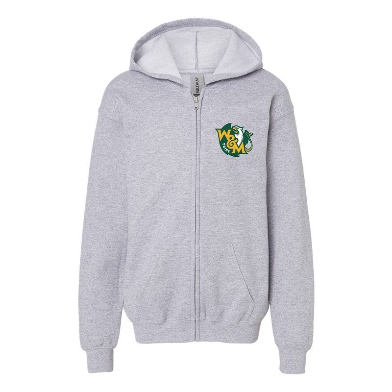 Gildan Heavy Blend Youth William and Mary Tribe Full Zip Hooded Sweatshirt
