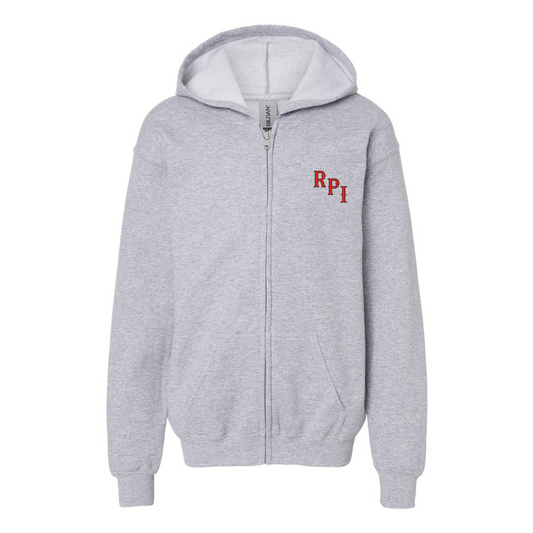 Gildan Heavy Blend Youth RPI Engineers Logo Full Zip Hooded Sweatshirt