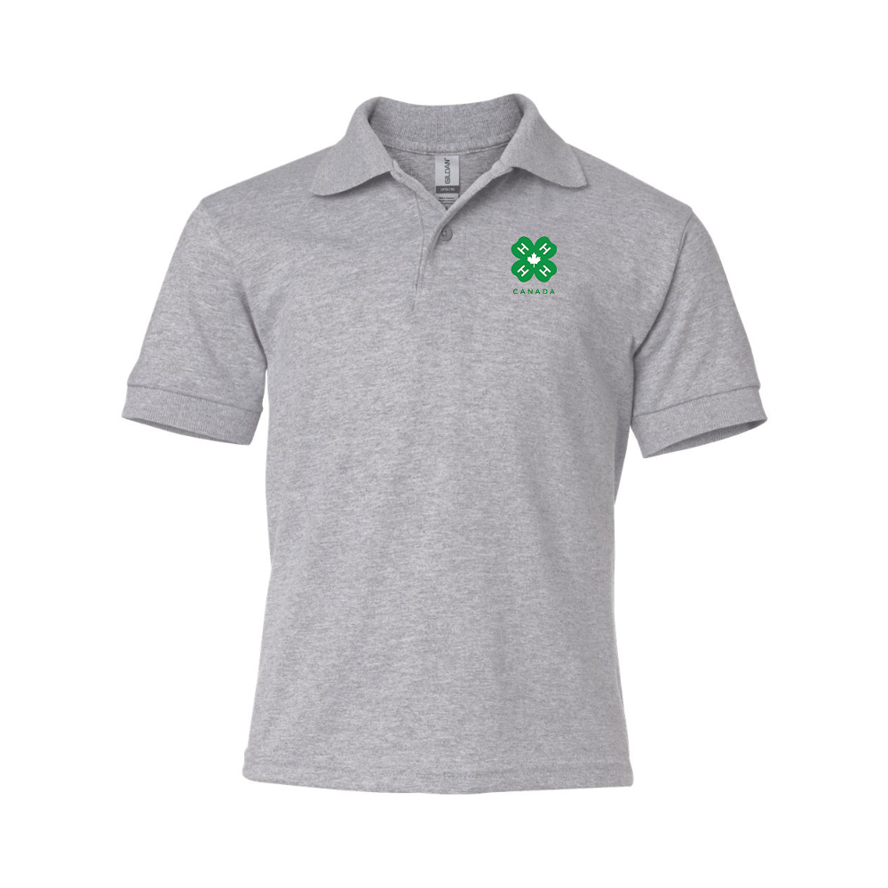 Youth 4H Canada Logo Gildan Dry Blend Jersey Polo