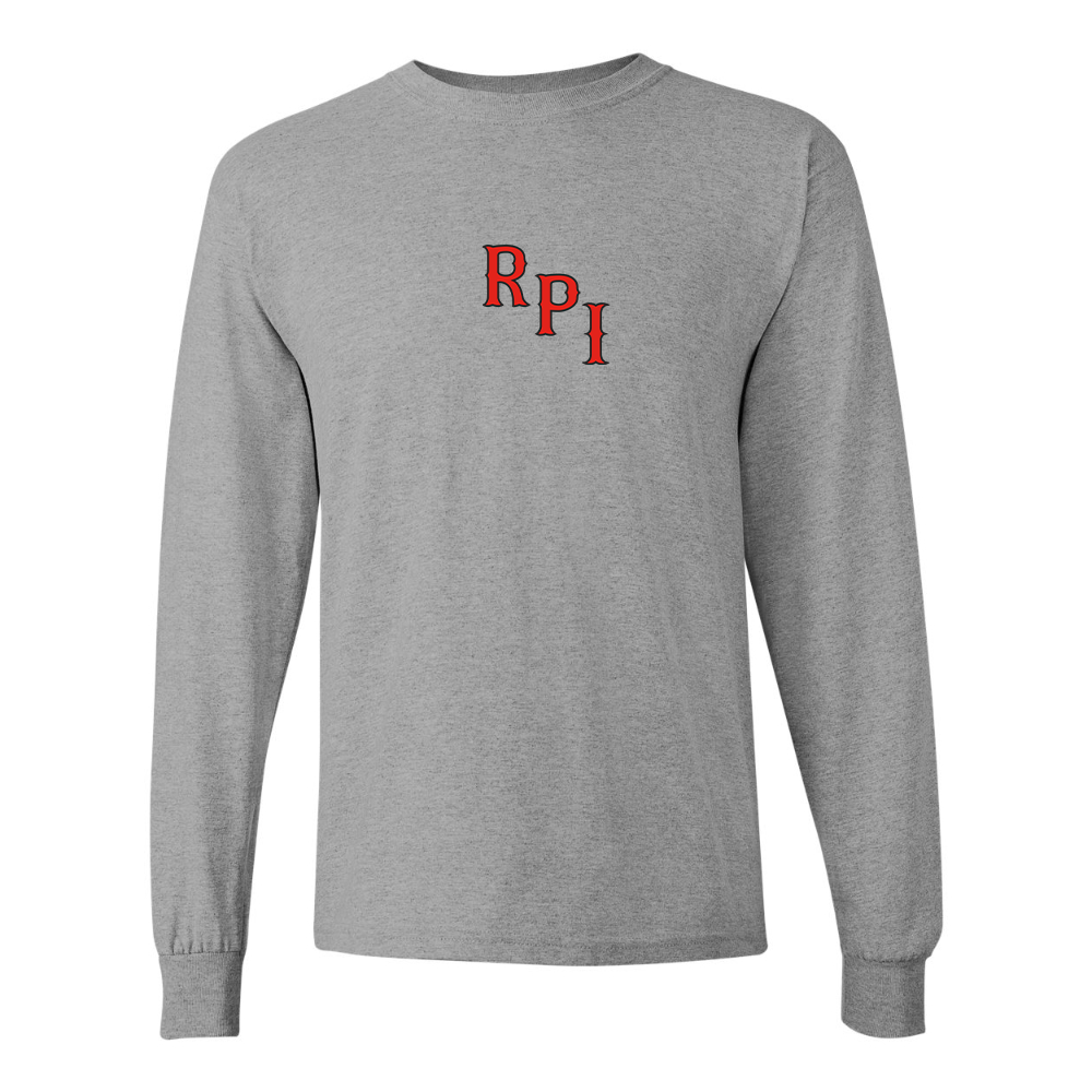 Men's RPI Engineers Logo Gildan Heavy Cotton Long Sleeve T-Shirt