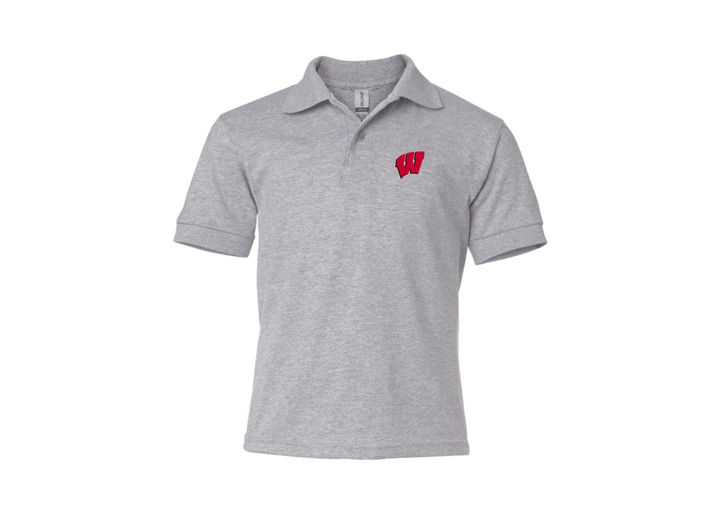 Youth Wisconsin Badgers Gildan Dry Blend Jersey Polo
