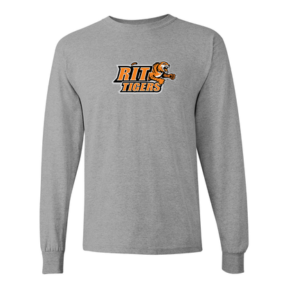 Men's RIT Tigers Logo Gildan Heavy Cotton Long Sleeve T-Shirt