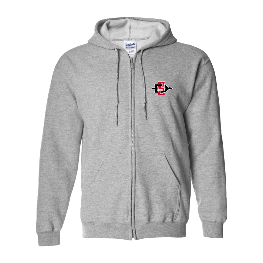 Men's San Diego State Aztecs Logo Gildan  Heavy Blend Full Zip Hooded Sweatshirt