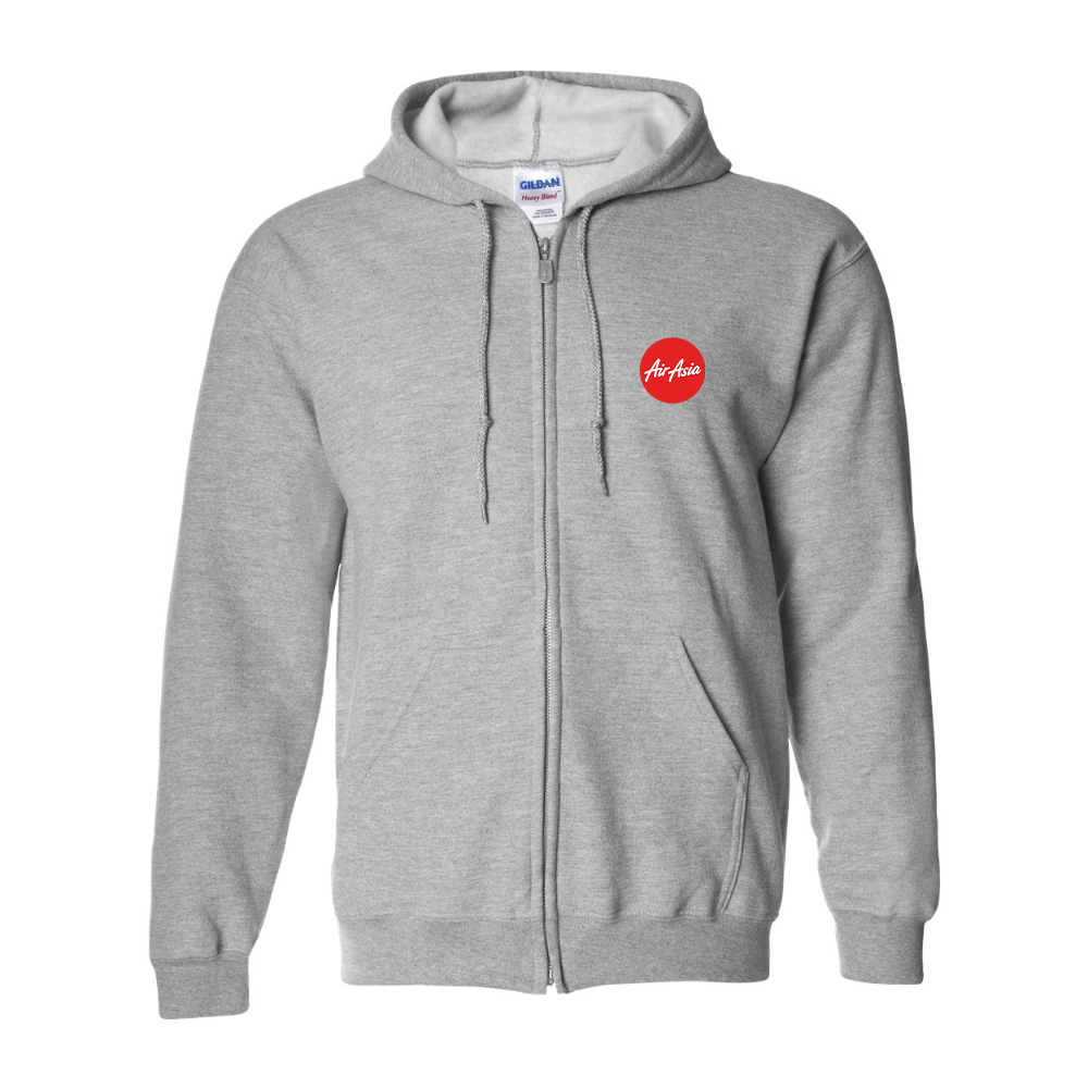 Men's Air Asia Logo Gildan  Heavy Blend Full Zip Hooded Sweatshirt