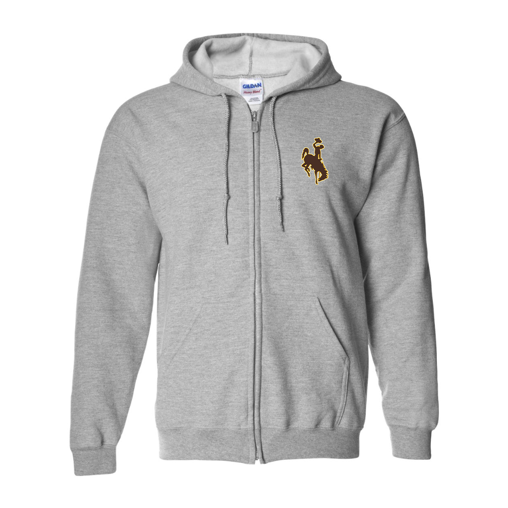 Men's Wyoming Cowboys Gildan Heavy Blend Full Zip Hooded Sweatshirt