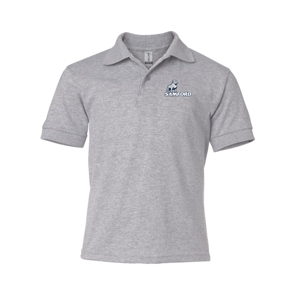 Youth Samford Bulldogs Logo Gildan Dry Blend Jersey Polo