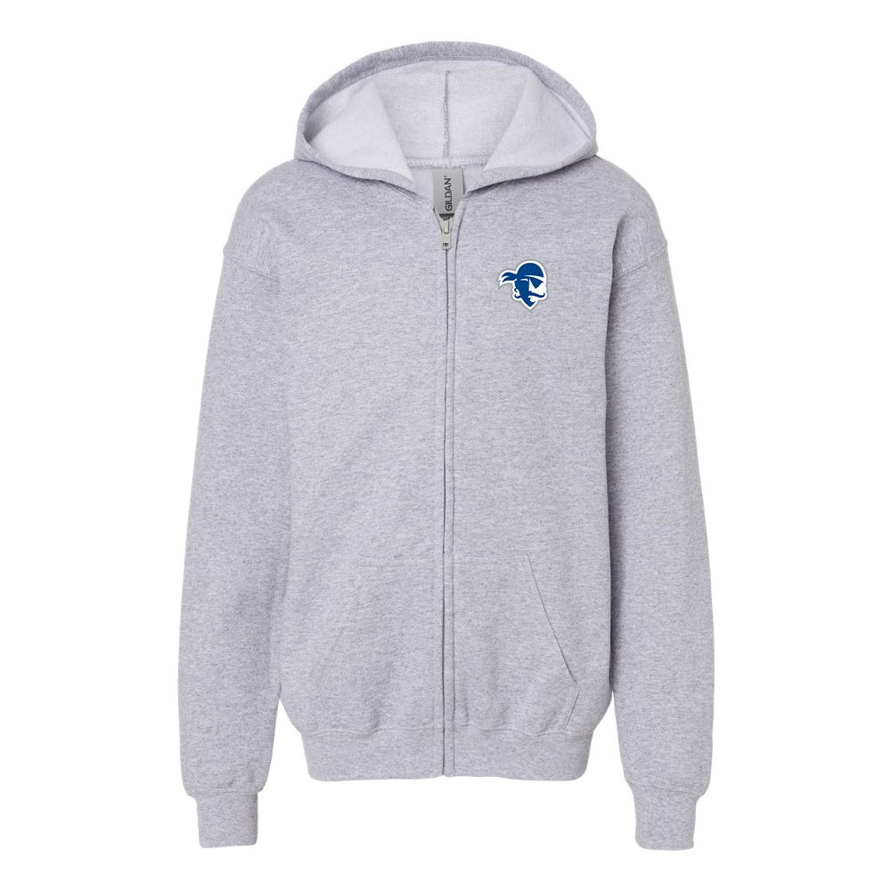 Gildan Heavy Blend Youth Seton Hall Pirates Logo Full Zip Hooded Sweatshirt