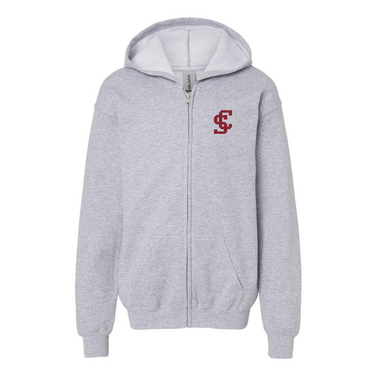 Gildan Heavy Blend Youth  Santa Clara Broncos Logo  Full Zip Hooded Sweatshirt