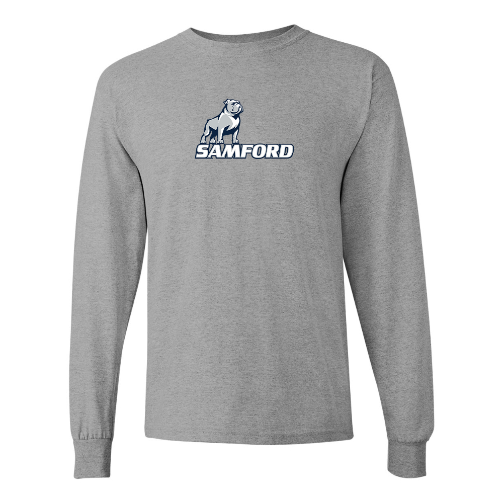 Men's Samford Bulldogs Logo Gildan Heavy Cotton Long Sleeve T-Shirt