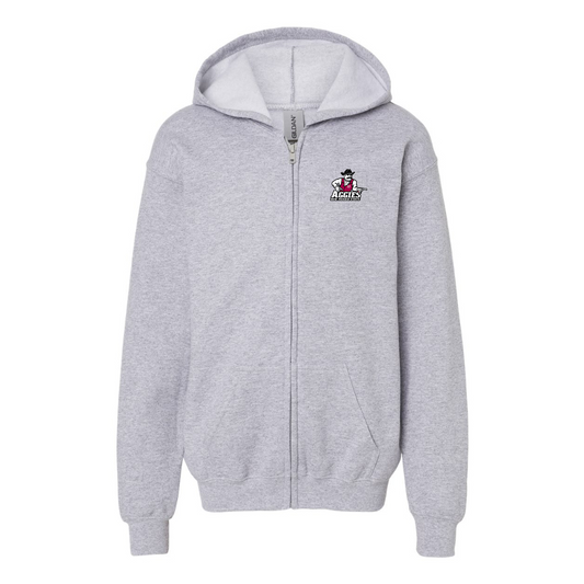 Gildan Heavy Blend Youth Aggies New Mexico State Logo Full Zip Hooded Sweatshirt