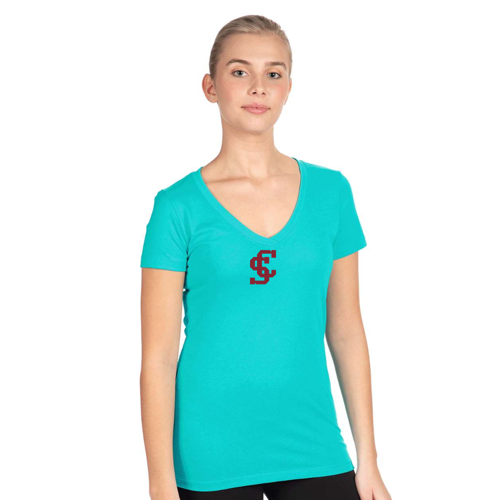 Women's Santa Clara Broncos Logo  Next Level V-Neck T-Shirt