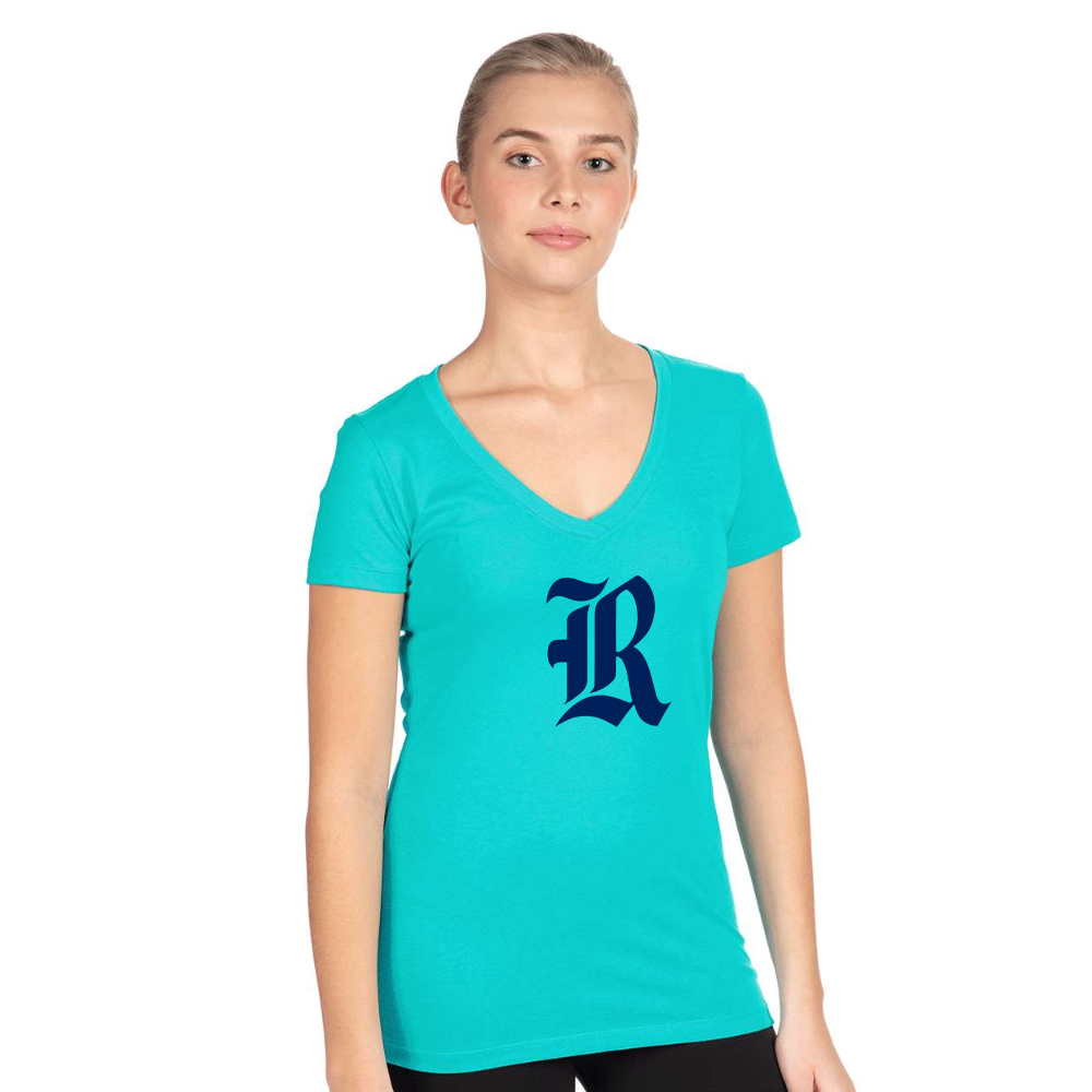 Women's Rice Owls Logo Next Level V-Neck T-Shirt