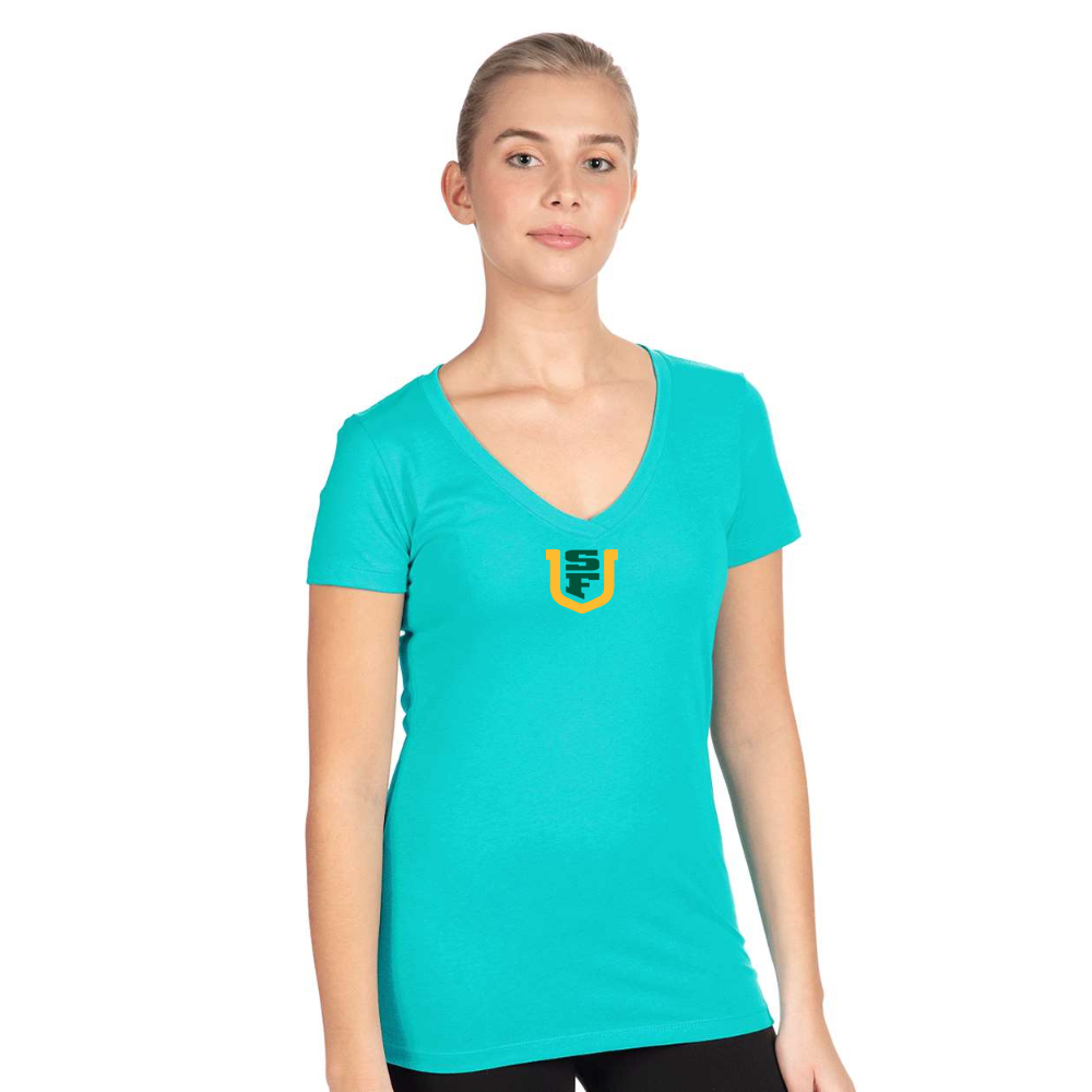 Women's San Francisco Dons Logo  Next Level V-Neck T-Shirt