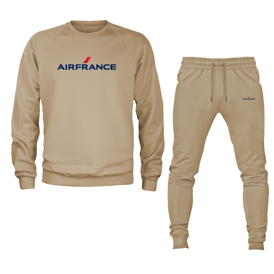 Men's Air France Logo Crewneck Sweatshirt Joggers Suit