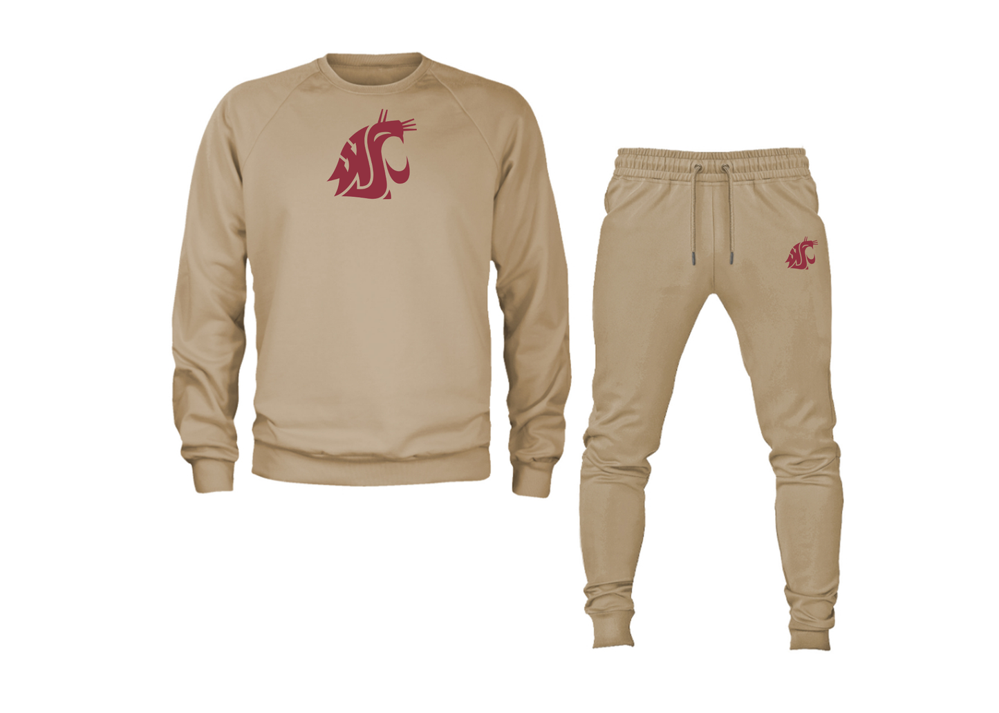 Men's Washington State Cougars Crewneck Sweatshirt Joggers Suit
