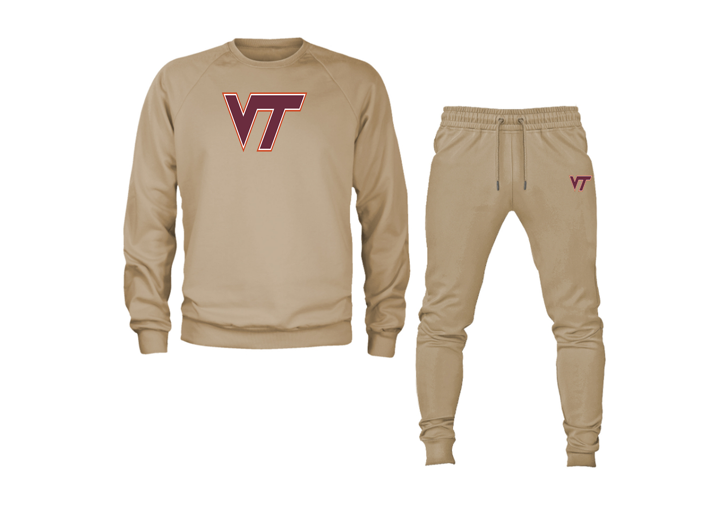 Men's Virginia Tech Hokies Crewneck Sweatshirt Joggers Suit