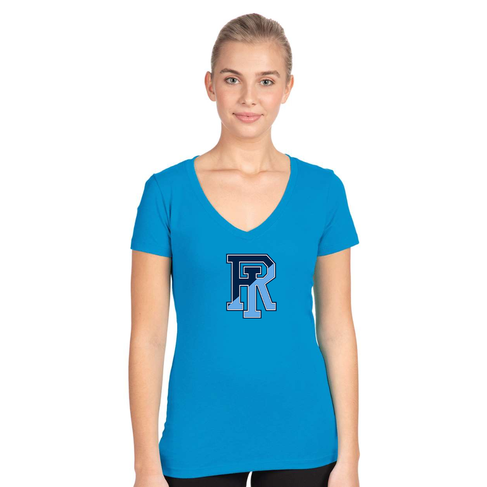 Women's Rhode Island Rams Logo  Next Level V-Neck T-Shirt
