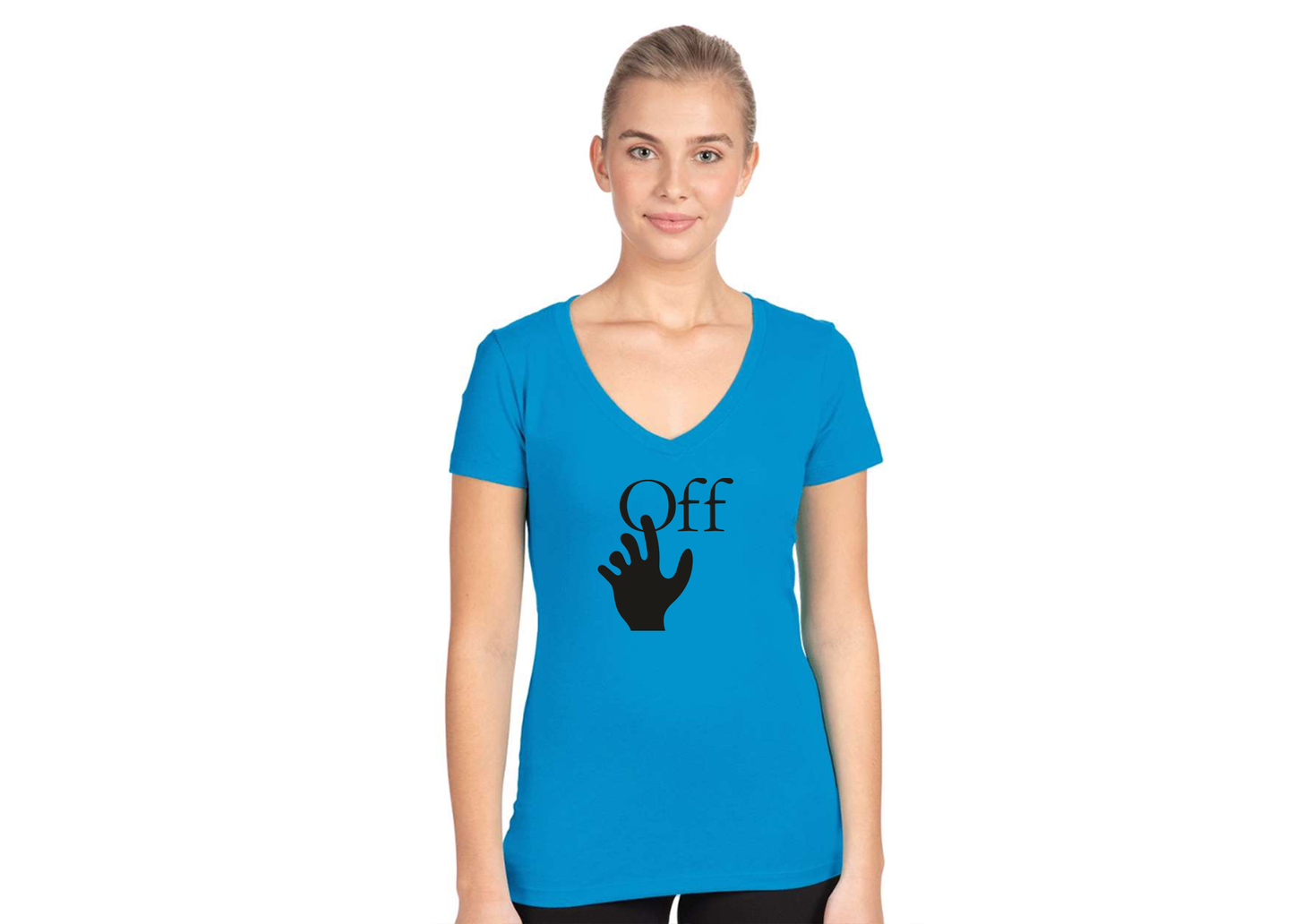 Women's Off-White Hand  Next Level V-Neck T-Shirt