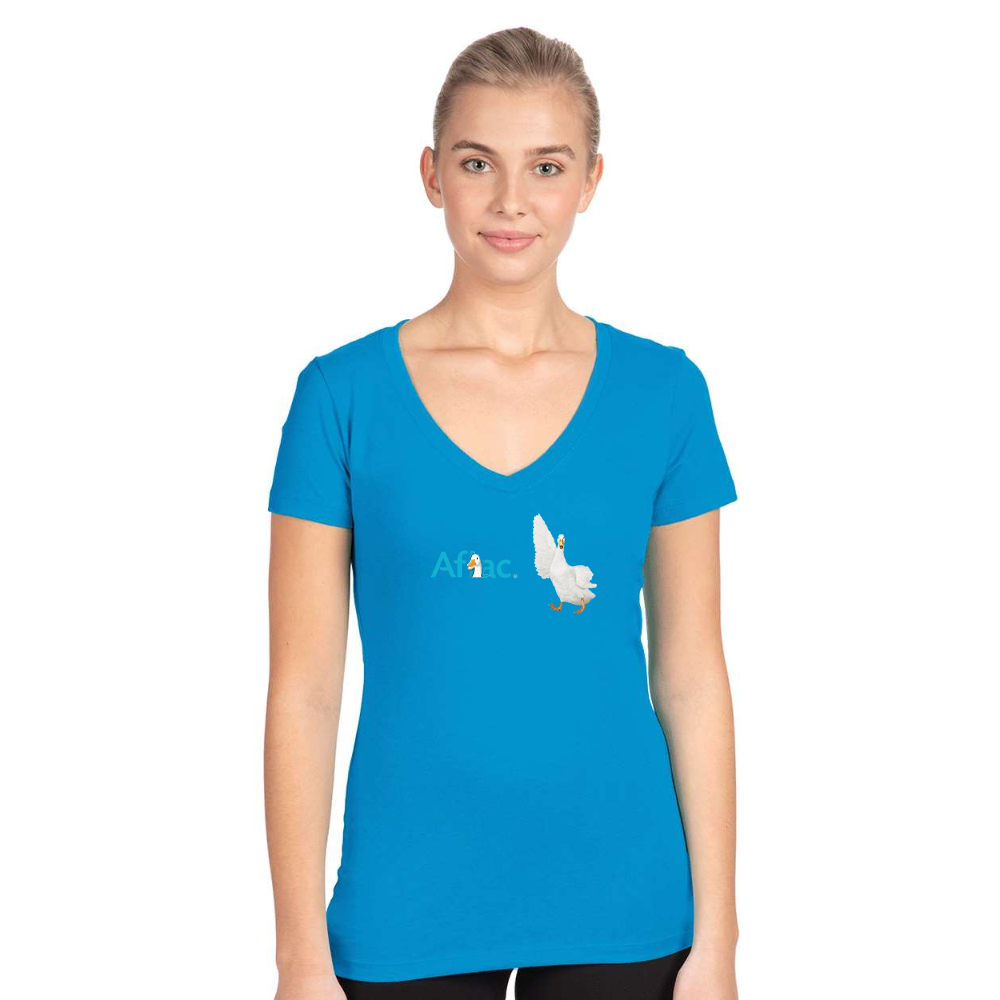 Women's Aflac Logo and Duck Next Level V-Neck T-Shirt