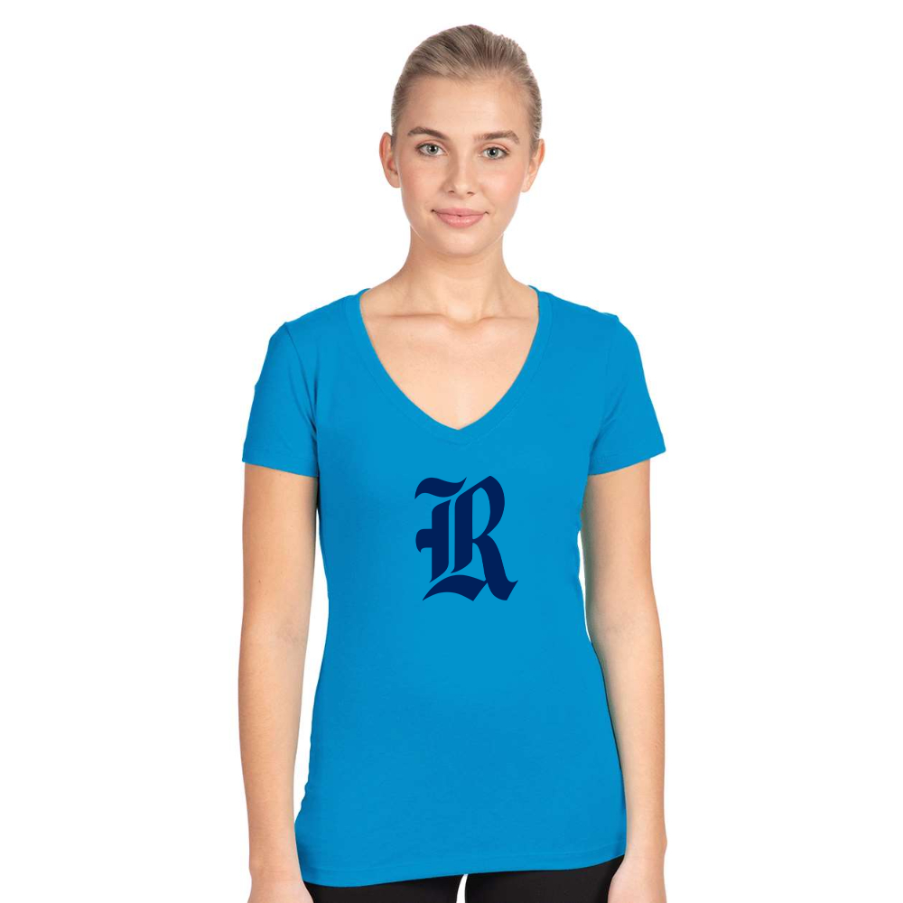 Women's Rice Owls Logo Next Level V-Neck T-Shirt