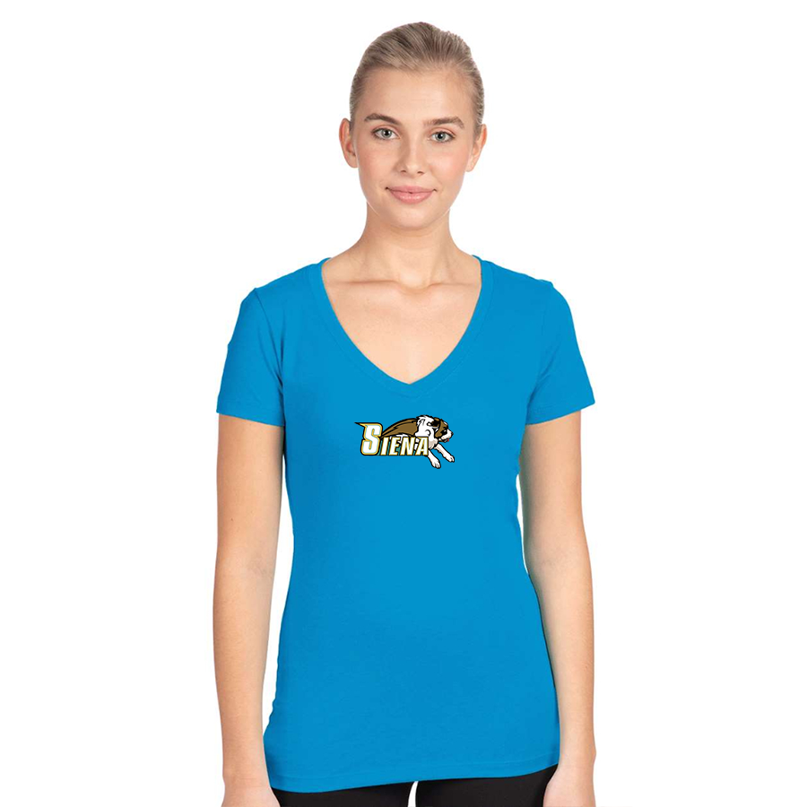 Women's Siena Saints Logo Next Level V-Neck T-Shirt