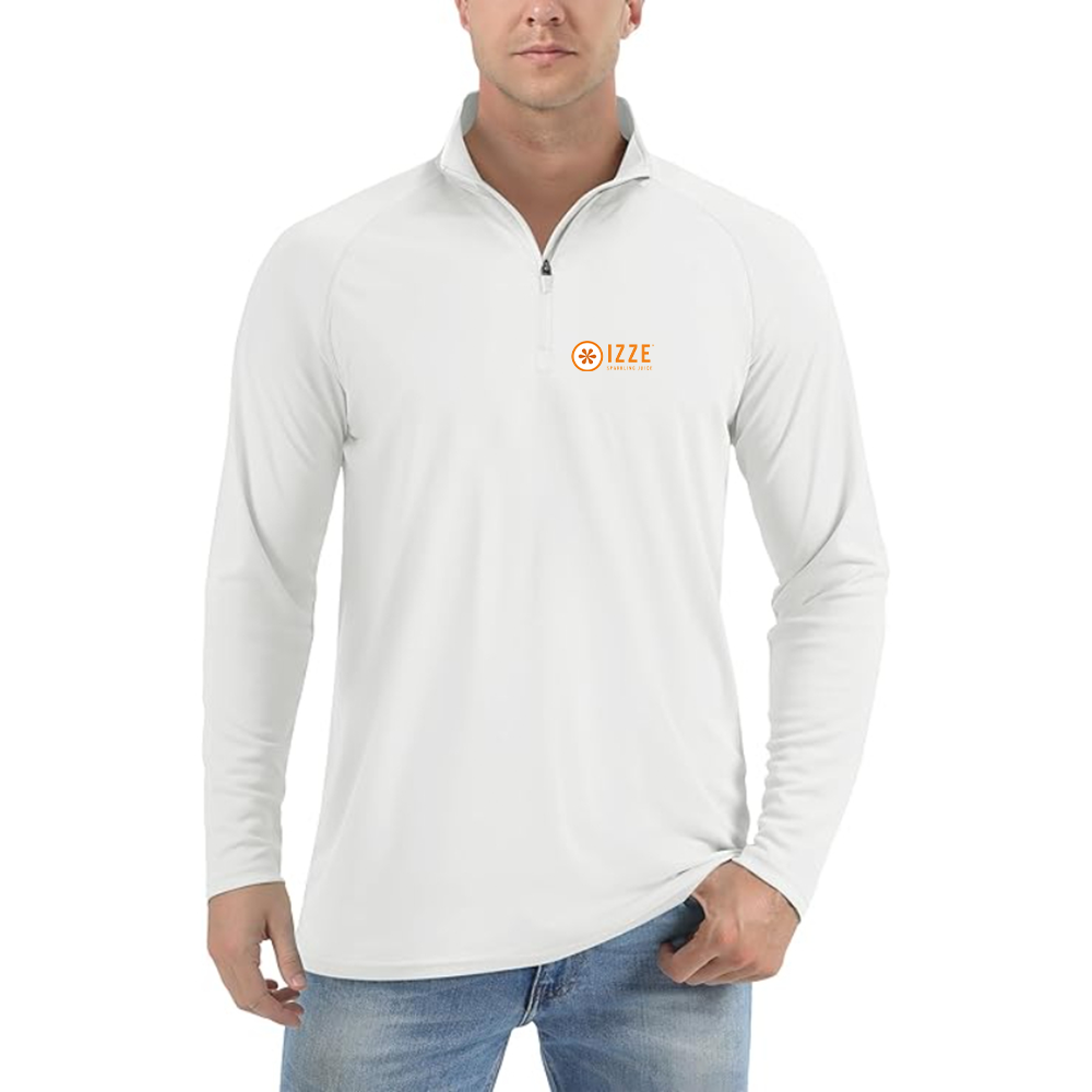 Men's Izze Logo Lightweight Quarter-Zip Athletic Shirt Long Sleeve Performance Wear