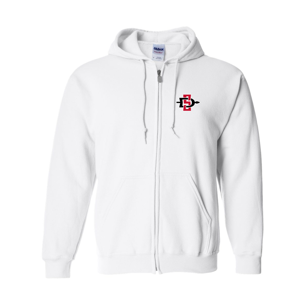 Men's San Diego State Aztecs Logo Gildan  Heavy Blend Full Zip Hooded Sweatshirt