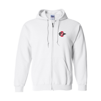 Men's San Diego State Aztecs Logo Gildan  Heavy Blend Full Zip Hooded Sweatshirt