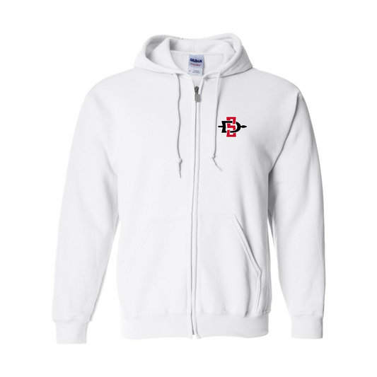 Men's San Diego State Aztecs Logo Gildan  Heavy Blend Full Zip Hooded Sweatshirt