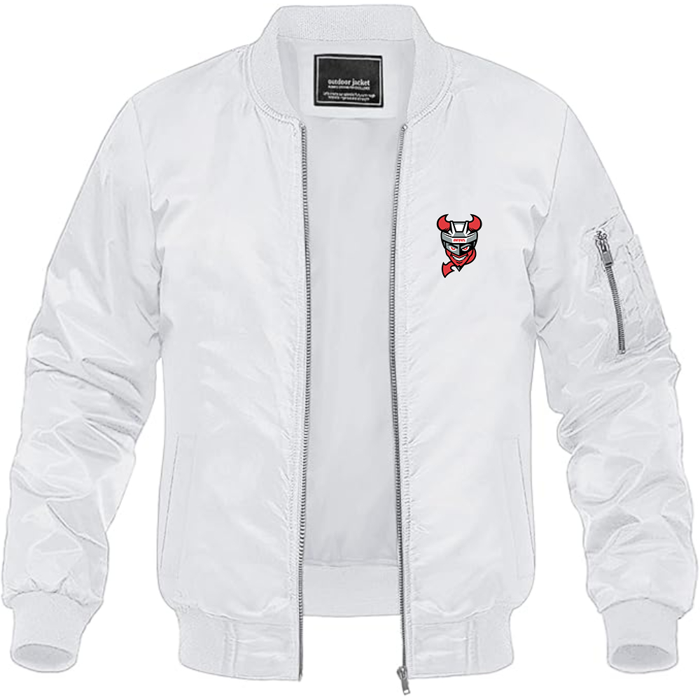 Men's Binghamton Devils Logo Lightweight Bomber Jacket Windbreaker Softshell Varsity Jacket Coat