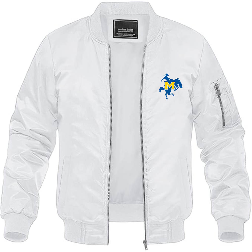 Men's McNeese State Cowboys Logo Lightweight Bomber Jacket Windbreaker Softshell Varsity Jacket Coat
