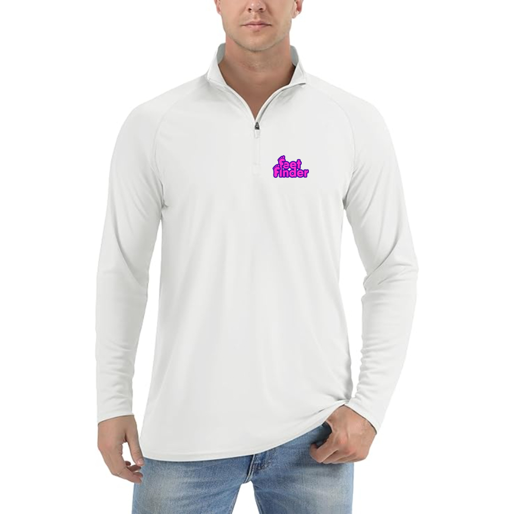 Men's FeetFinder Logo Lightweight Quarter-Zip Athletic Shirt Long Sleeve Performance Wear