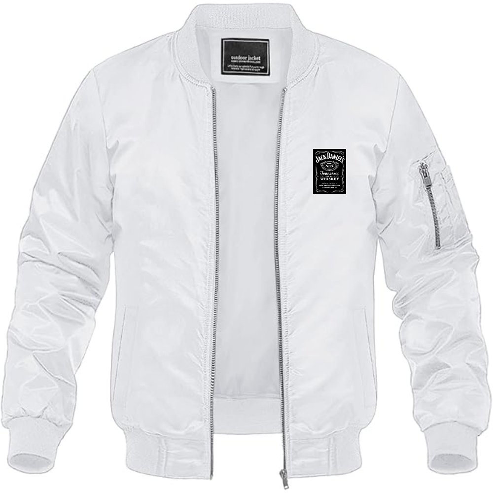 Men's Jack Daniels Logo Lightweight Bomber Jacket Windbreaker Softshell Varsity Jacket Coat
