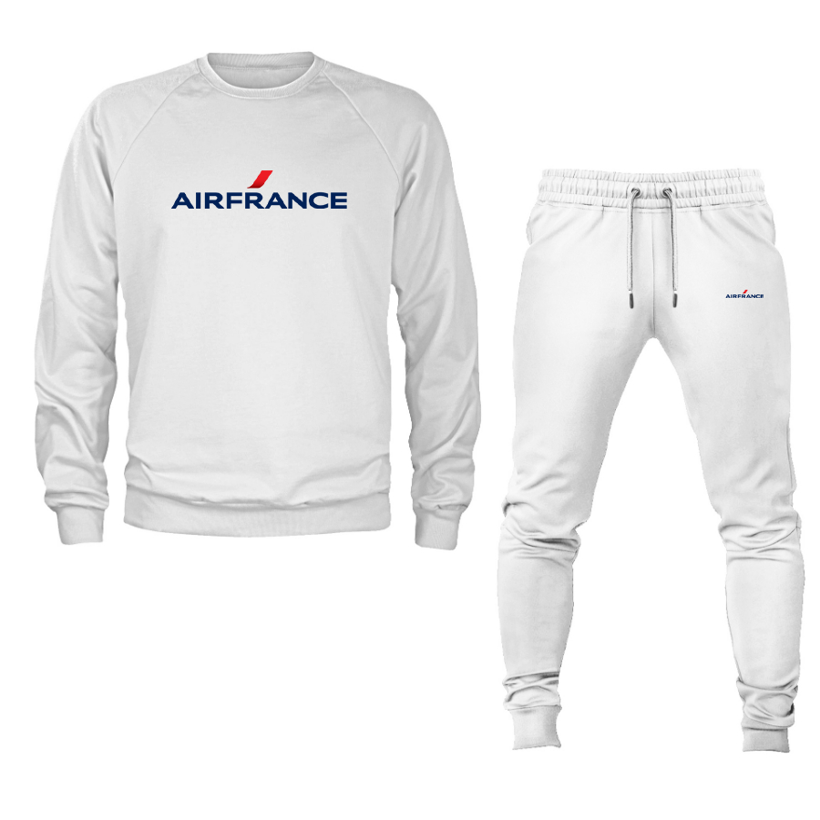 Men's Air France Logo Crewneck Sweatshirt Joggers Suit