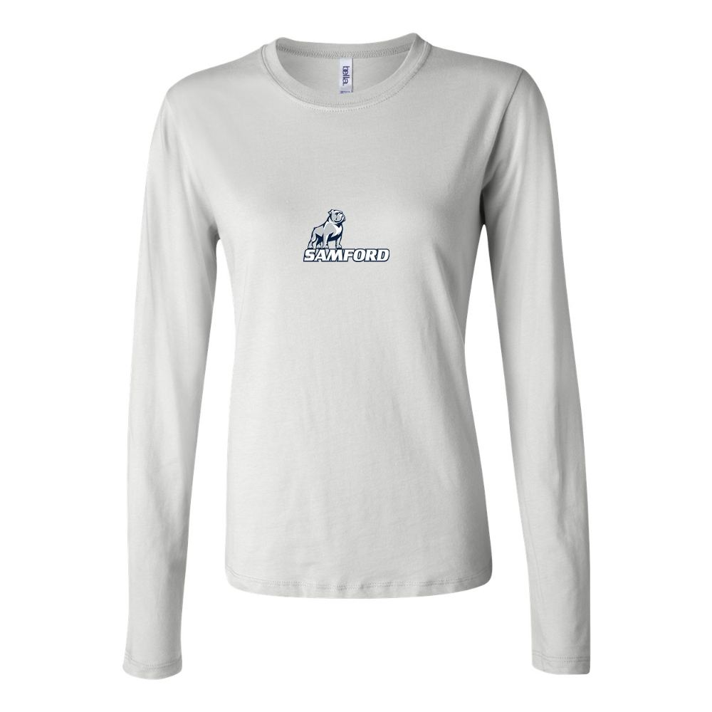 BELLA CANVAS Women’s Samford Bulldogs Logo Jersey Long Sleeve Tee