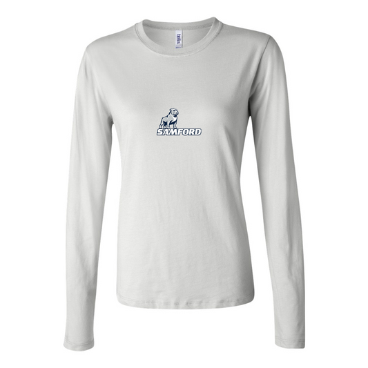 BELLA CANVAS Women’s Samford Bulldogs Logo Jersey Long Sleeve Tee
