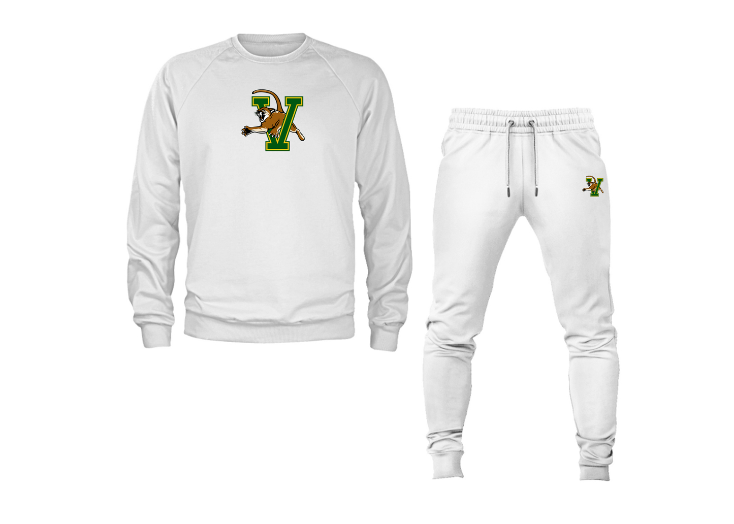 Men's Vermont Catamounts Crewneck Sweatshirt Joggers Suit