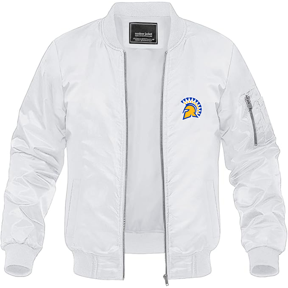 Men's San Jose State Spartans Logo Lightweight Bomber Jacket Windbreaker Softshell Varsity Jacket Coat