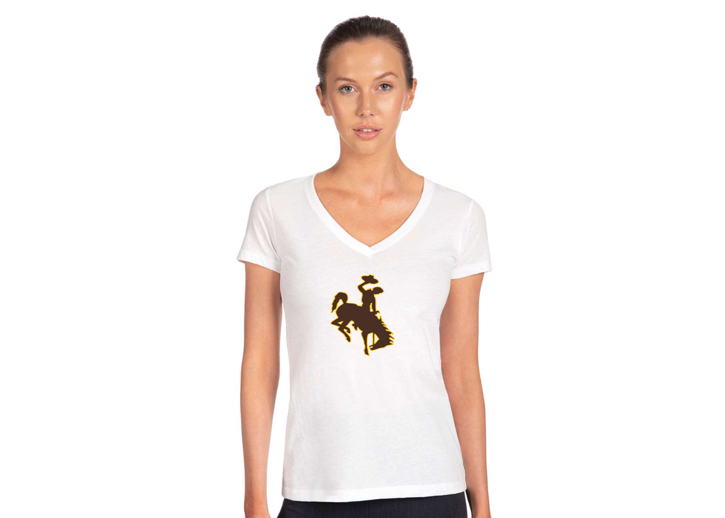 Women's Wyoming Cowboys Next Level V-Neck T-Shirt