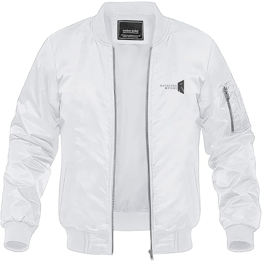Men's Ravacana Films Logo Lightweight Bomber Jacket Windbreaker Softshell Varsity Jacket Coat