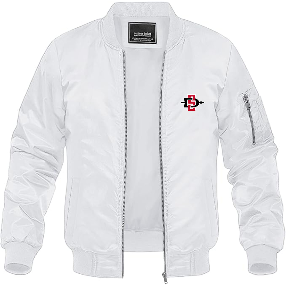 Men's San Diego State Aztecs Logo Lightweight Bomber Jacket Windbreaker Softshell Varsity Jacket Coat