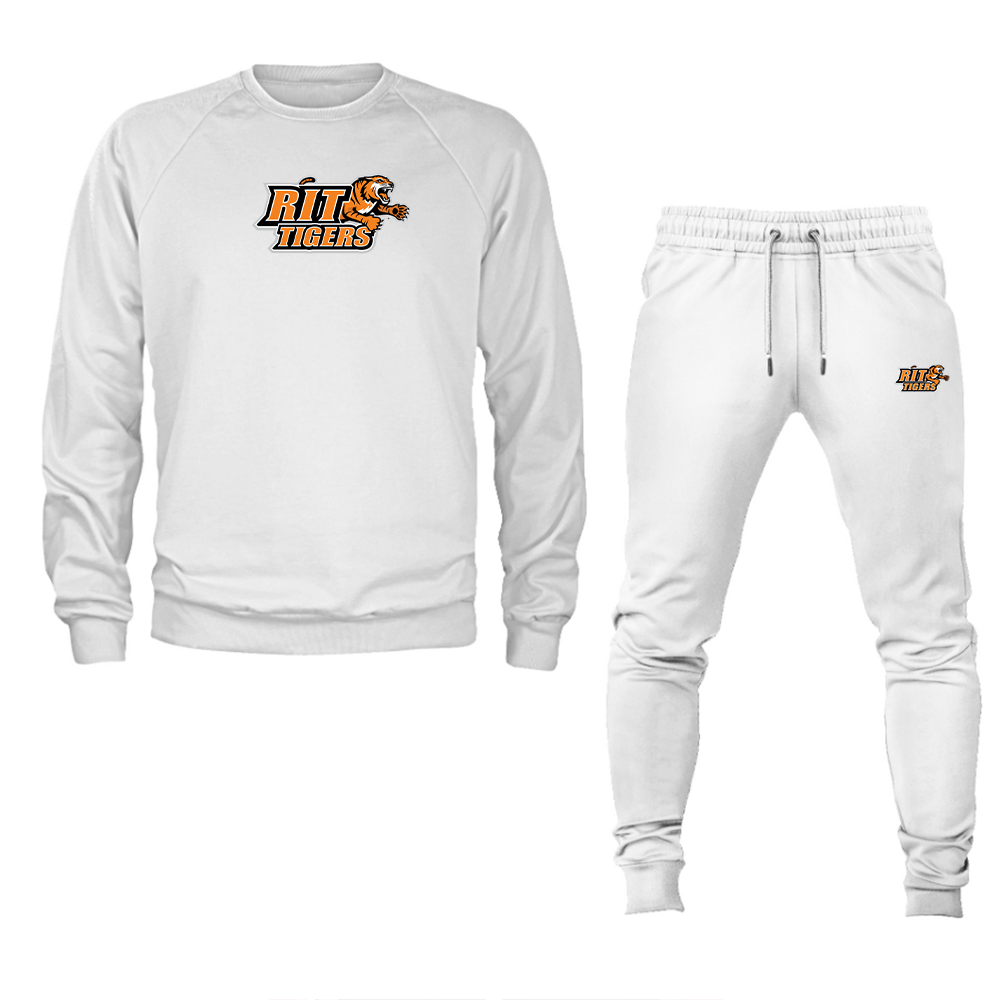 Men's RIT Tigers Logo Crewneck Sweatshirt Joggers Suit